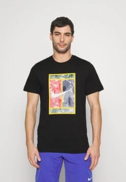 Nike Performance Court Tee Heritage - Print T-Shirt - Black