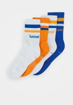 Hummel Retro Socks 4 Pack Unisex - Sports Socks - White/Blue/Yellow