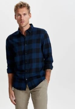 Only & Sons Gudmund Ls Checked Noos - Shirt - Dark Blue, Anthracite
