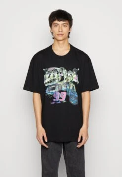 WEEKDAY Unisex Oversized Printed - Print T-Shirt - Black