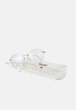 QUAY AUSTRALIA Jezabell Unisex - Blue Light Glasses - Gold-Coloured/Clear -Stock X 10c211605ec346dd86440b6dbd02fad4