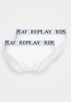 Replay Basic Cuff Logo Box 2 Pack - Briefs - White/White