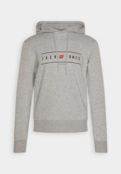 Jack & Jones Jjelliot Logo Hood - Sweatshirt - Light Grey Melange -Stock X 24a16b2823574aff84d752c51eab7f12