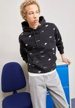 Nike Sportswear M Club Bb Po Aop Hoodie Set - Tracksuit - Black/White