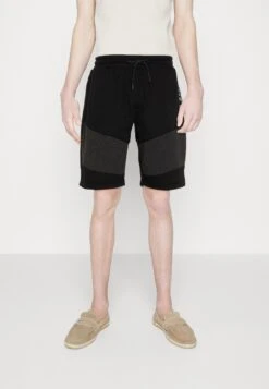 BRAVE SOUL Flowdan - Tracksuit Bottoms - Jet Black/Dark Charcoal Brown