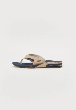 Reef FANNING - T-bar Sandals - Tan/navy/tan