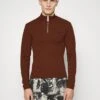 Han Kjøbenhavn Logo Half Zip Sharp Long Sleeve - Long Sleeved Top - Brown