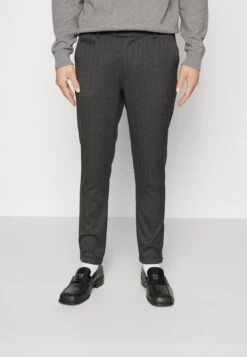 Les Deux Como Herringbone Suit Pants - Trousers - Light Grey Melange/Charcoal