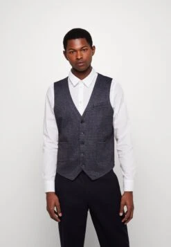 Lindbergh Houndtooth Waistcoat - Waistcoat - Navy