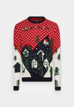 Only & Sons Onsxmas Landscape Crew- Jumper - Pompeian Red