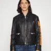Gibbs- Leather Jacket - Black/Orange