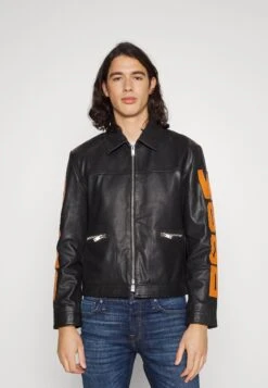 Gibbs- Leather Jacket - Black/Orange