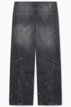 HEAVY CUTLINE BLACK WAVE WASH UNISEX - Relaxed Fit Jeans - Black Washed -Stock X 72571cc694e148d889ddc3d744716b20