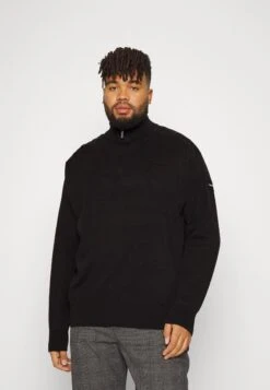 Calvin Klein Mix Media Quarter Zip Sweater - Jumper - Black