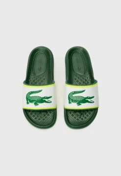 Lacoste SERVE - Pool Slides - Dark Green/yellow -Stock X 7414fb1aed254fe6a38526456b97a35e