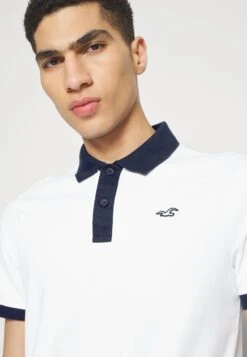 Hollister Co. Contrast Placket- Polo Shirt - White -Stock X 75039e12739f414398ecac97dab5e001