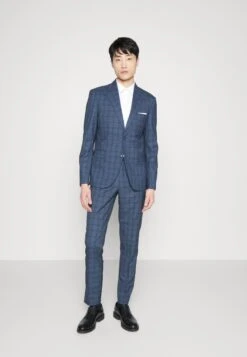 Lindbergh Checked Superflex Suit - Suit - Navy