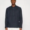 Marc O'Polo Band Collar Long Sleeve Half Placket Style - Shirt - Dark Navy