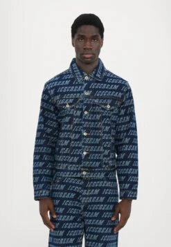 Stock X 3 REPEAT LOGO TRUCKER JACKET - Denim Jacket - Indigo