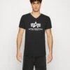 Alpha Industries Basic V Neck - Print T-Shirt - Black