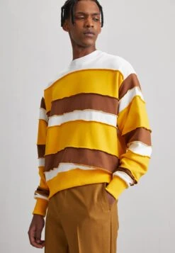 Upcycling- Sweatshirt - Brown/Yellow/White