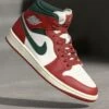 AIR JORDAN 1 MID - High-top Trainers - Sail/midnight Green/pure Platinum-coloured/redstone