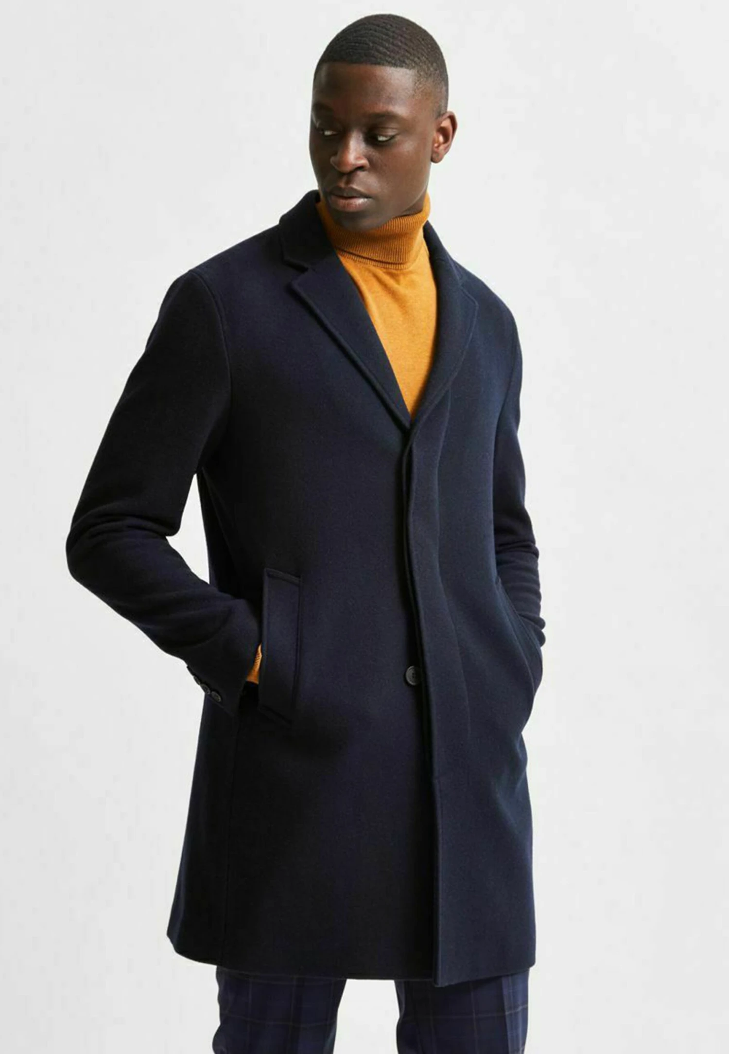 Selected Homme Classic Coat - Mottled Dark Blue, Blue Denim 3 Selected Homme Classic Coat - Mottled Dark Blue, Blue Denim