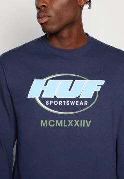 HUF Warm Up Tee - Long Sleeved Top - Navy -Stock X b53bf2342d604f3eacea3aa338107621