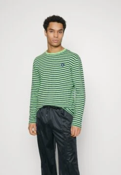 Wood Wood Long Sleeved Top - Pale Green/Navy Stripes