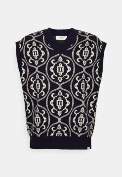 Les Deux Ornament Intarsia Slipover - Jumper - Dark Navy/Ivory -Stock X bf2c3b88e31b4a26a55cad59489a047b