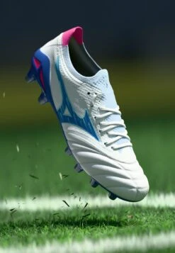 Mizuno MORELIA NEO IV - Firm-ground Football Boots - White/tanager Turquoise/pink Tetra