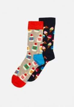 Happy Socks Spf50 Ice Unisex 2 Pack - Socks - Light Brown/Navy