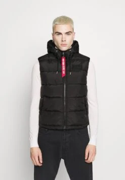 Alpha Industries Hooded Puffer Vest - Waistcoat - Black