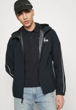 Hollister Co. Track - Summer Jacket - Black -Stock X ccfa8b2614ad44cda35f5bd9601a2c2f