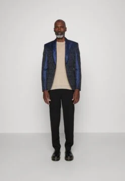 Jaquard Shawl Blazer - Suit Jacket - Blue -Stock X cf4b7355ecd341af8512033025995418