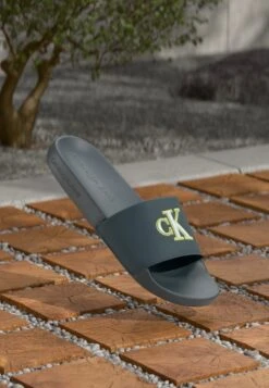 Calvin Klein Jeans SLIDE MONO - Mules - Seaside Aqua/white