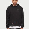 Paint Splattered Oversized Hoodie Unisex- Hoodie - Black