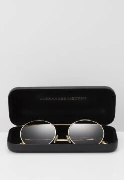 Alexander McQueen Piercing Round Metal Sunglasses Unisex - Sunglasses - Gold-Coloured/Brown -Stock X e8054947c0b84987ad8516a00fff195b