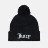Juicy Couture Flat Beanie With Pom Pom With Raised Embroidery Unisex - Beanie - Black/White