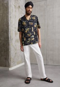 THE KOOPLES Chemise - Shirt - Black/Yellow