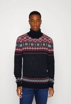 Lindbergh Roll Neck Xmas - Jumper - Navy