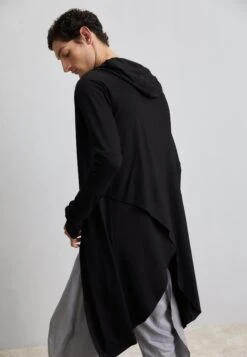 Elongated Layered Soft Cardigan - Cardigan - Black